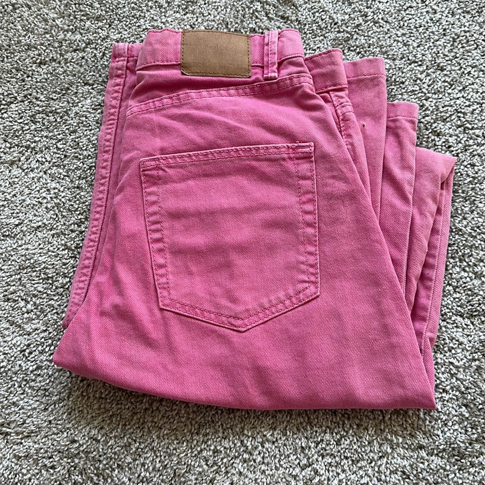 Bershka high rise wide leg pink jeans